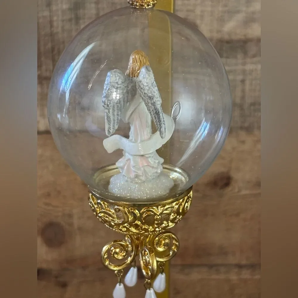 Lenox Embellished Angel Goldplated Diorama Christmas Ornament with Box